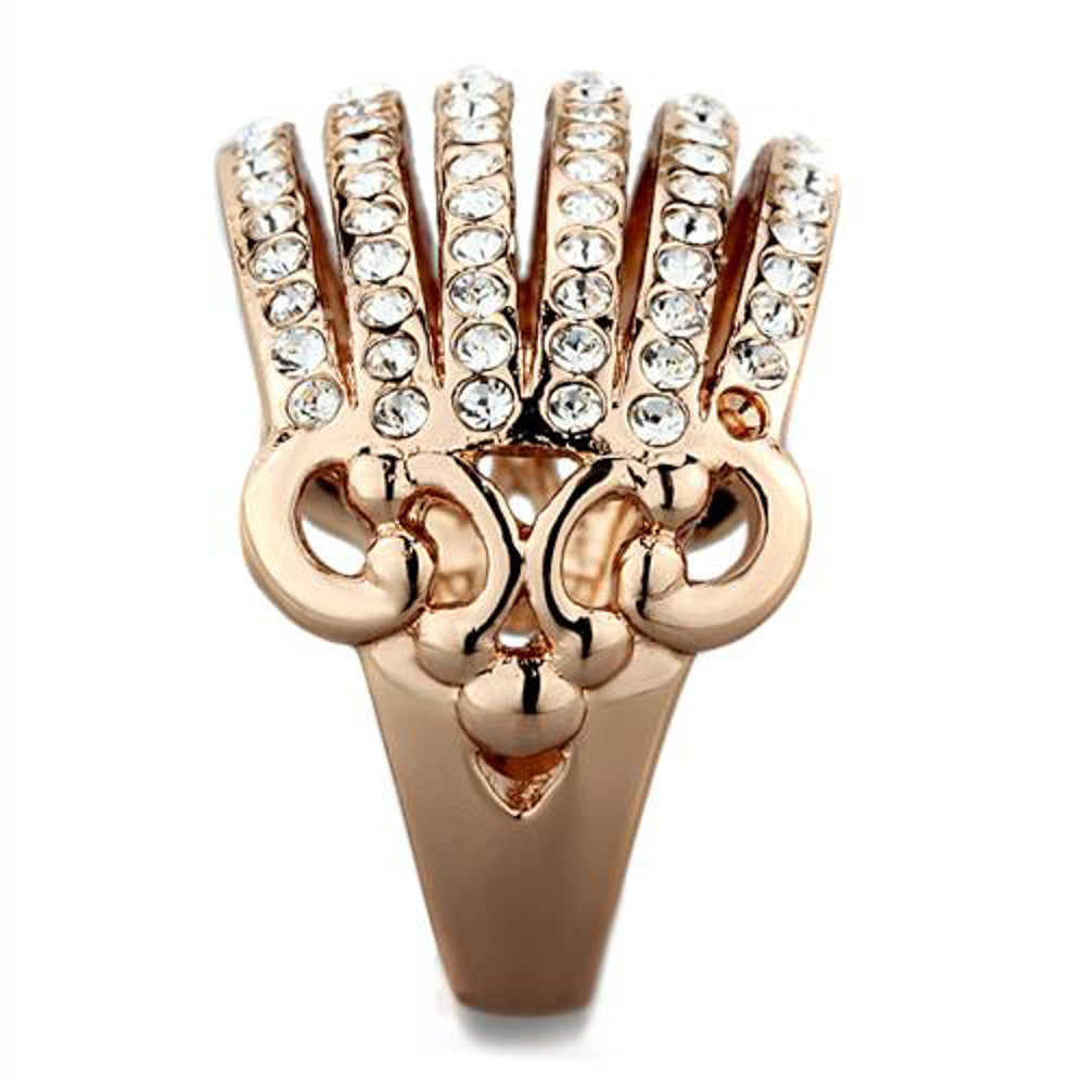 ARTK1797 Rose Gold Plated Stainless Steel 316l Crystal Cocktail / Fashion Ring Size 5-1 0